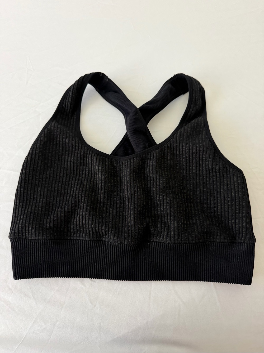 JoyLab Black Ribbed Crossover Sports Bra - Picture 2 of 3